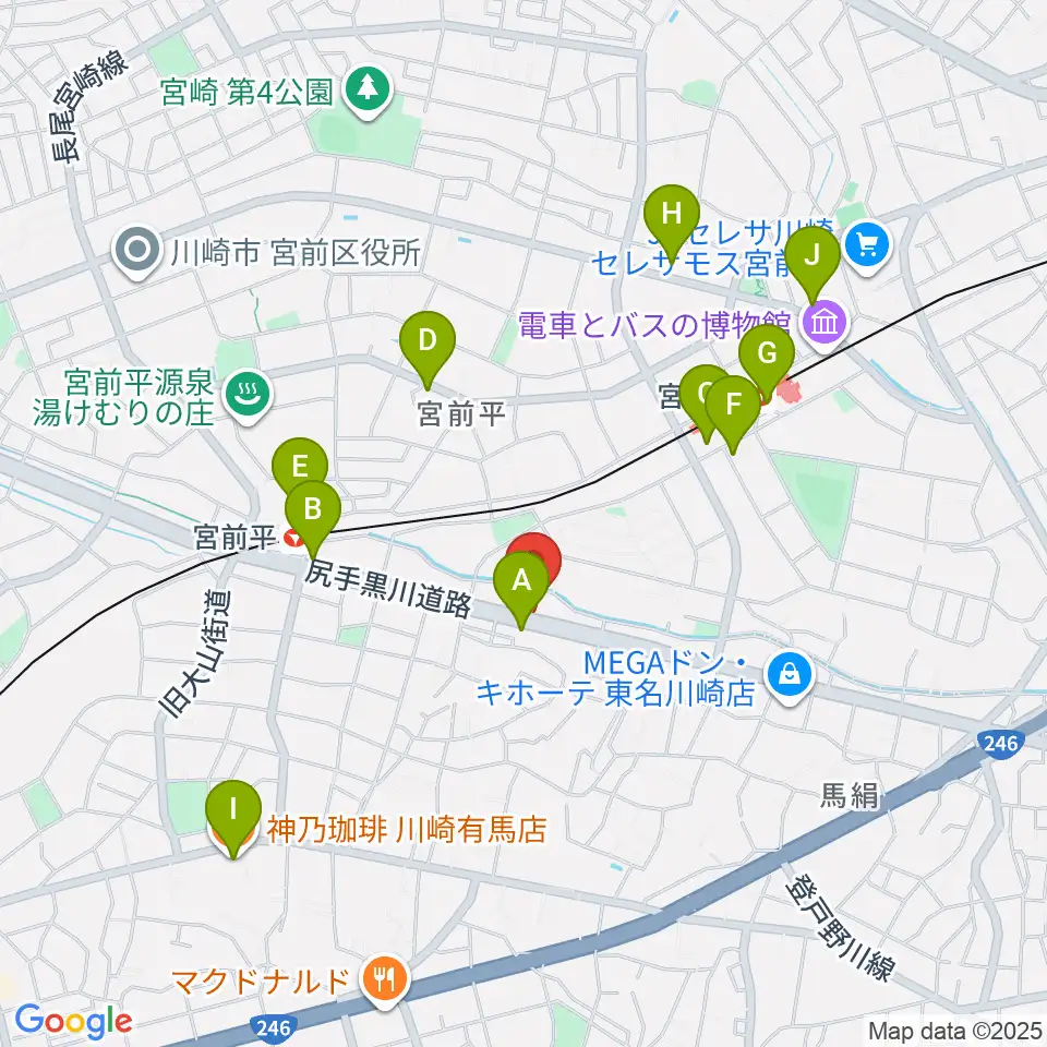 ギターシェルター周辺のカフェ一覧地図