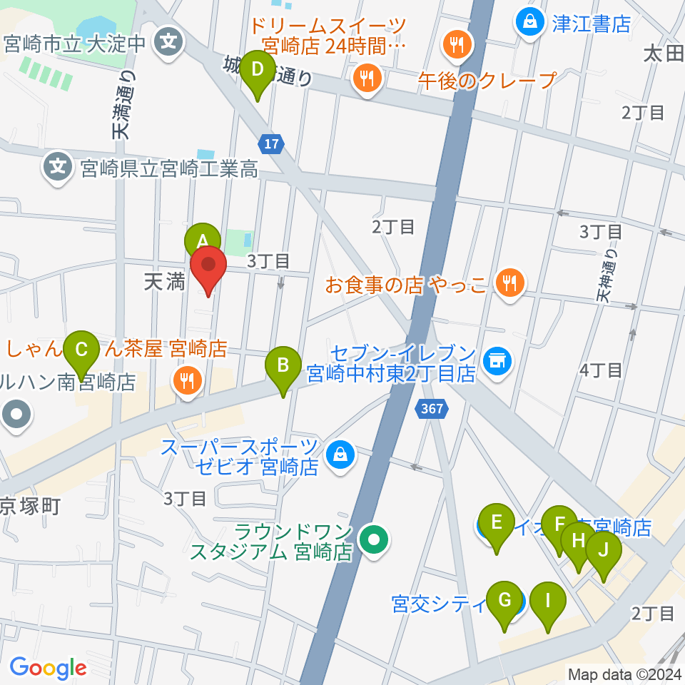 ピアノ音色工房周辺のカフェ一覧地図