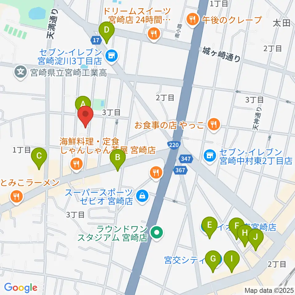 ピアノ音色工房周辺のカフェ一覧地図