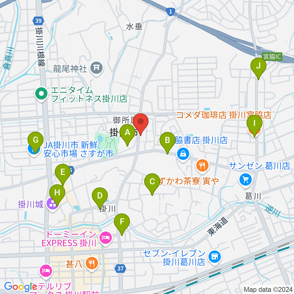 兵藤楽器店周辺のカフェ一覧地図