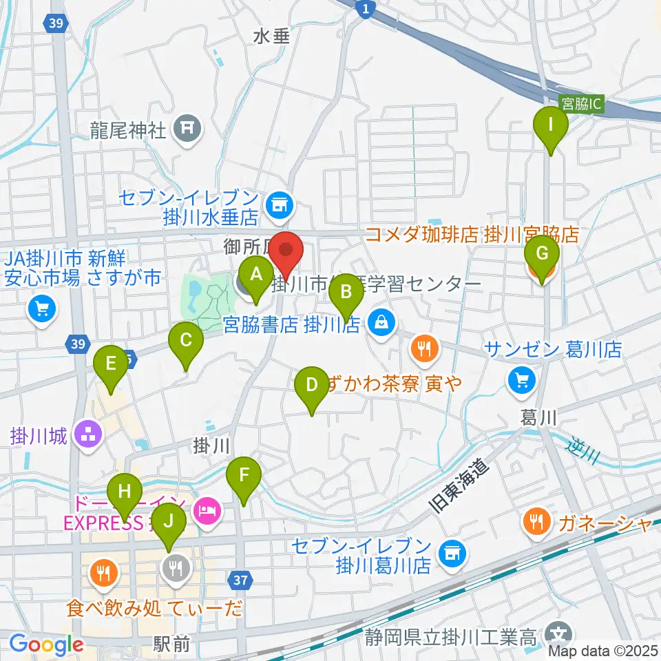 兵藤楽器店周辺のカフェ一覧地図