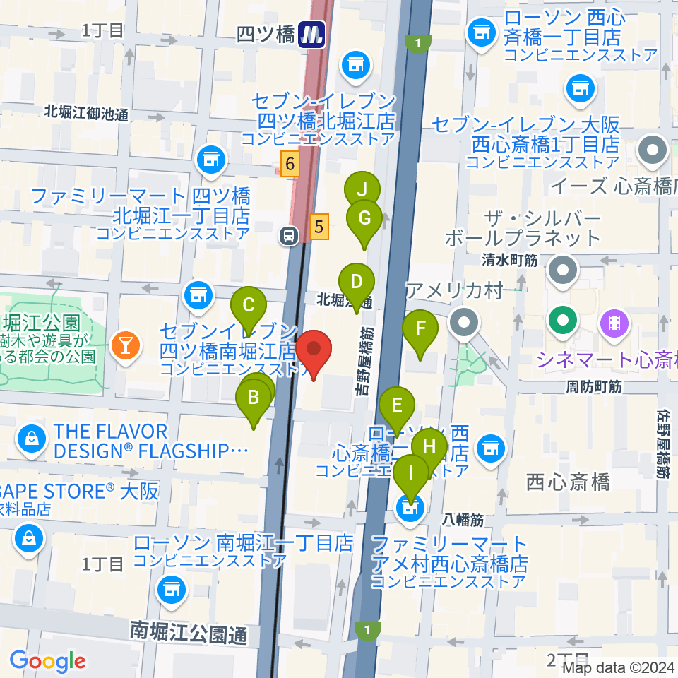 ギターリックス周辺のカフェ一覧地図