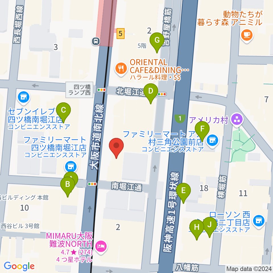 ギターリックス周辺のカフェ一覧地図