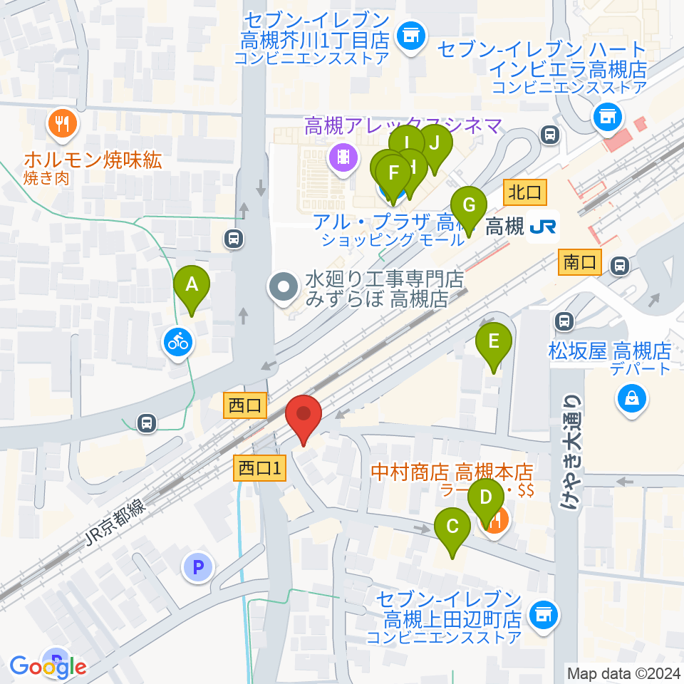 アコースティックプラザ井上楽器周辺のカフェ一覧地図