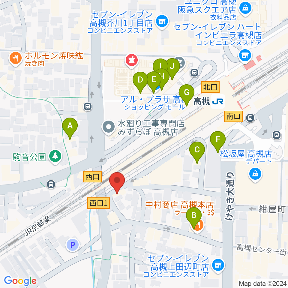 アコースティックプラザ井上楽器周辺のカフェ一覧地図