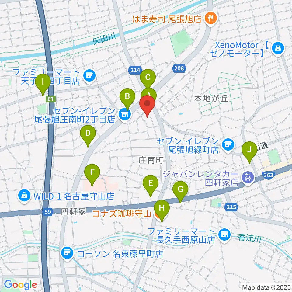 岩本ケース周辺のカフェ一覧地図