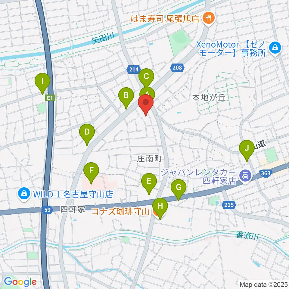 岩本ケース周辺のカフェ一覧地図