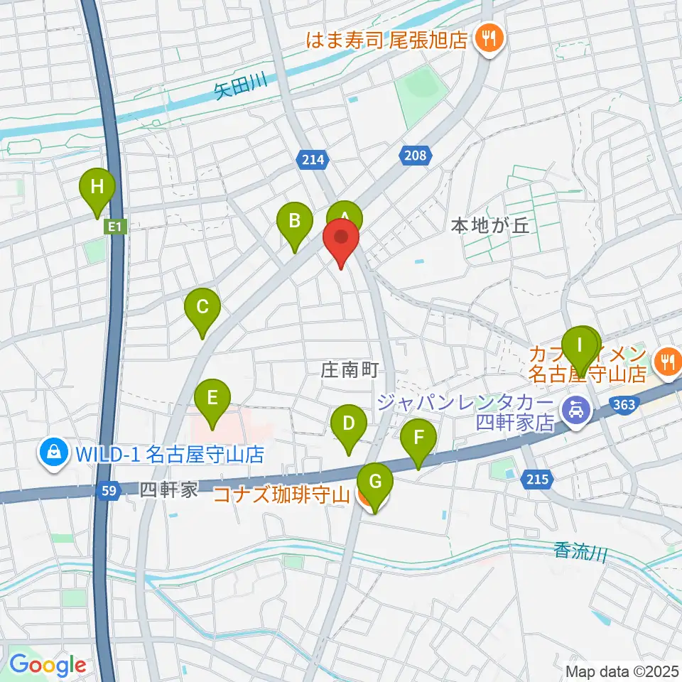 岩本ケース周辺のカフェ一覧地図