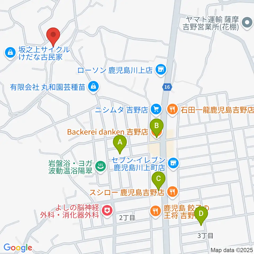 鹿児島ピアノ配送センター周辺のカフェ一覧地図