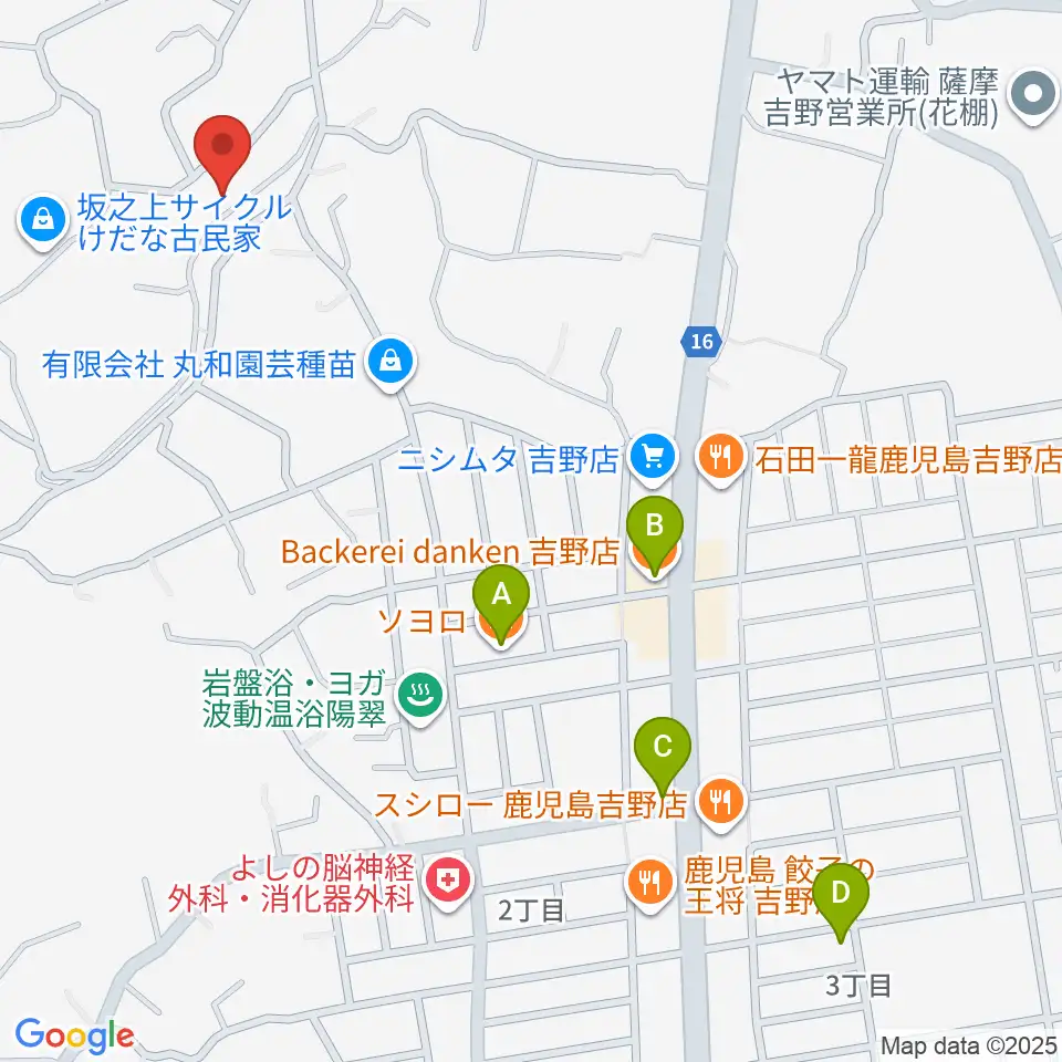 鹿児島ピアノ配送センター周辺のカフェ一覧地図