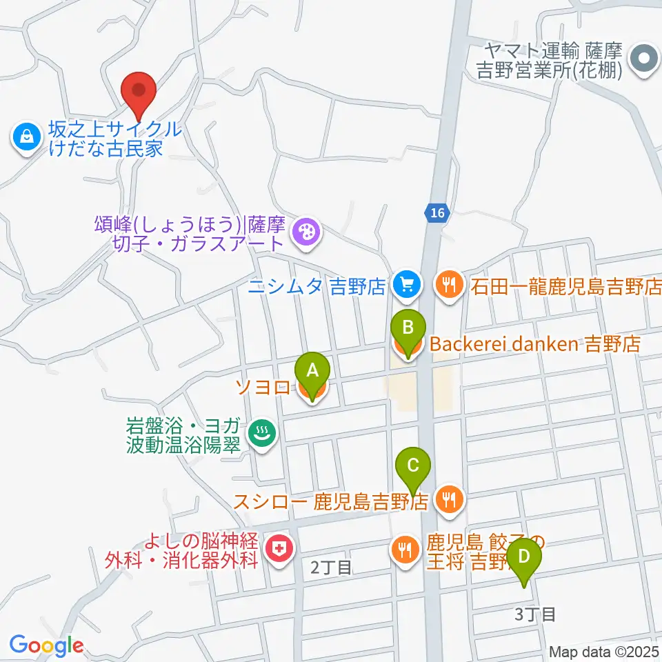 鹿児島ピアノ配送センター周辺のカフェ一覧地図