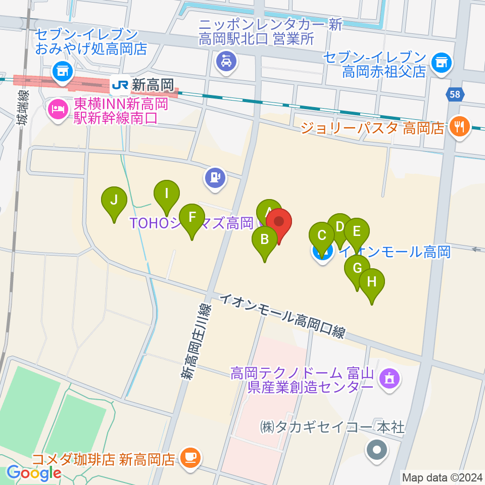 MPC楽器センター高岡周辺のカフェ一覧地図