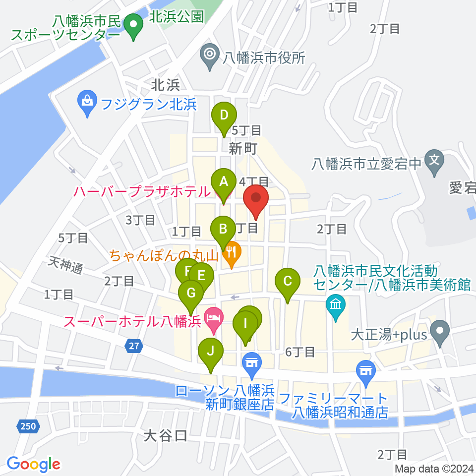 カジタ楽器店 八幡浜店周辺のカフェ一覧地図