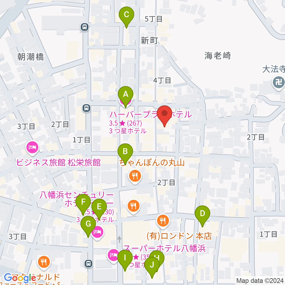 カジタ楽器店 八幡浜店周辺のカフェ一覧地図