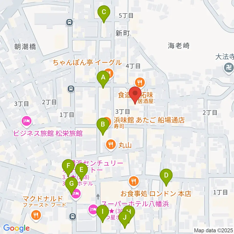 カジタ楽器店 八幡浜店周辺のカフェ一覧地図