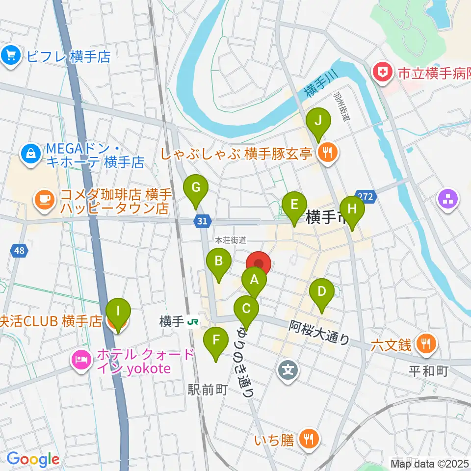 カシワヤ楽器 横手駅前店周辺のカフェ一覧地図