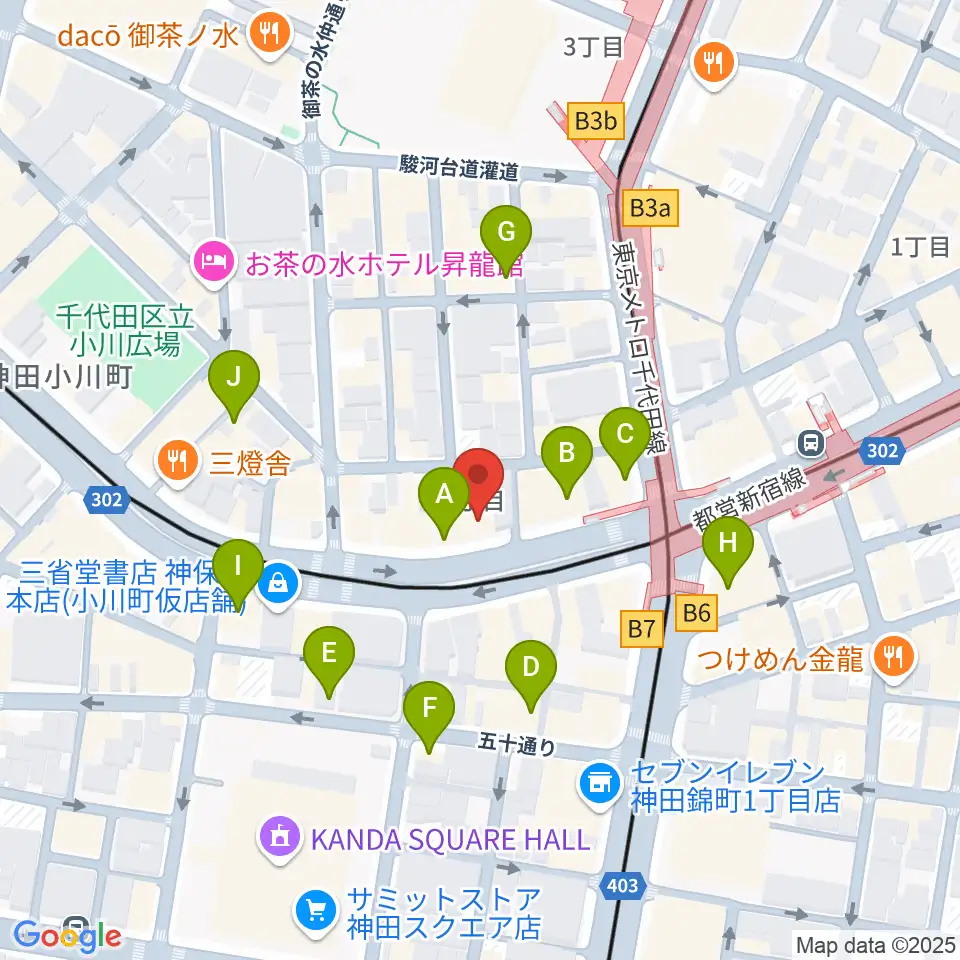 カワセ楽器周辺のカフェ一覧地図