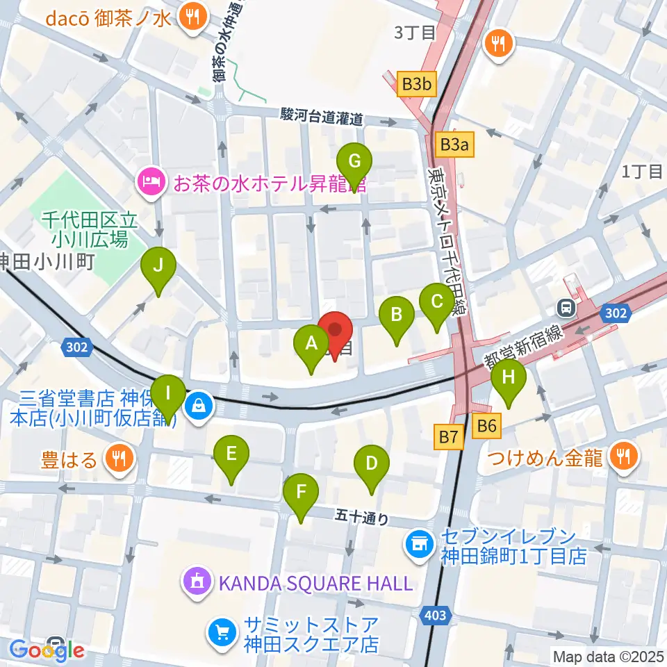 カワセ楽器周辺のカフェ一覧地図
