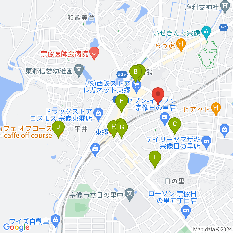 河島楽器店周辺のカフェ一覧地図