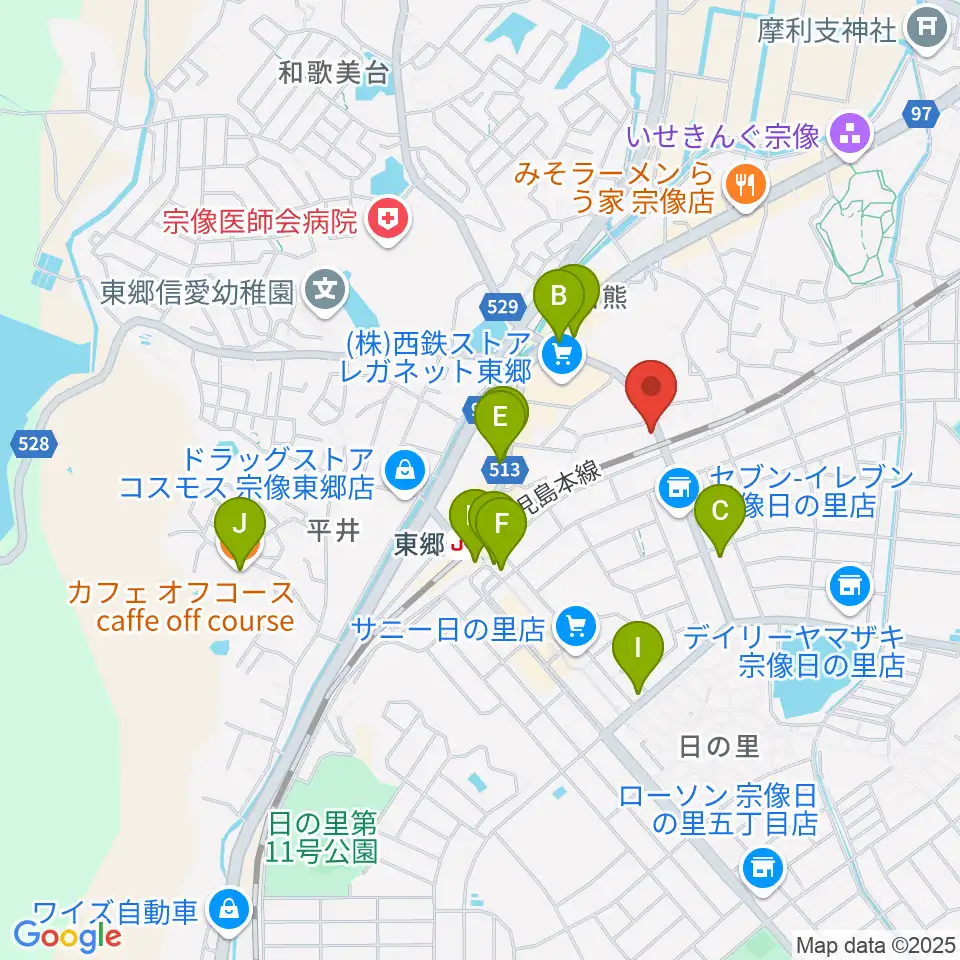 河島楽器店周辺のカフェ一覧地図