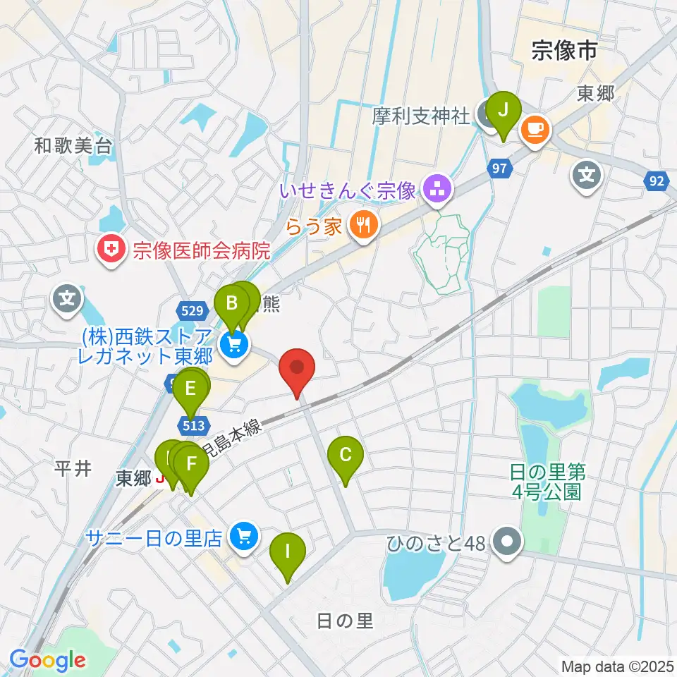 河島楽器店周辺のカフェ一覧地図