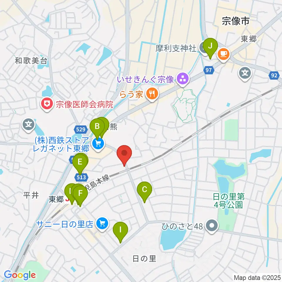 河島楽器店周辺のカフェ一覧地図