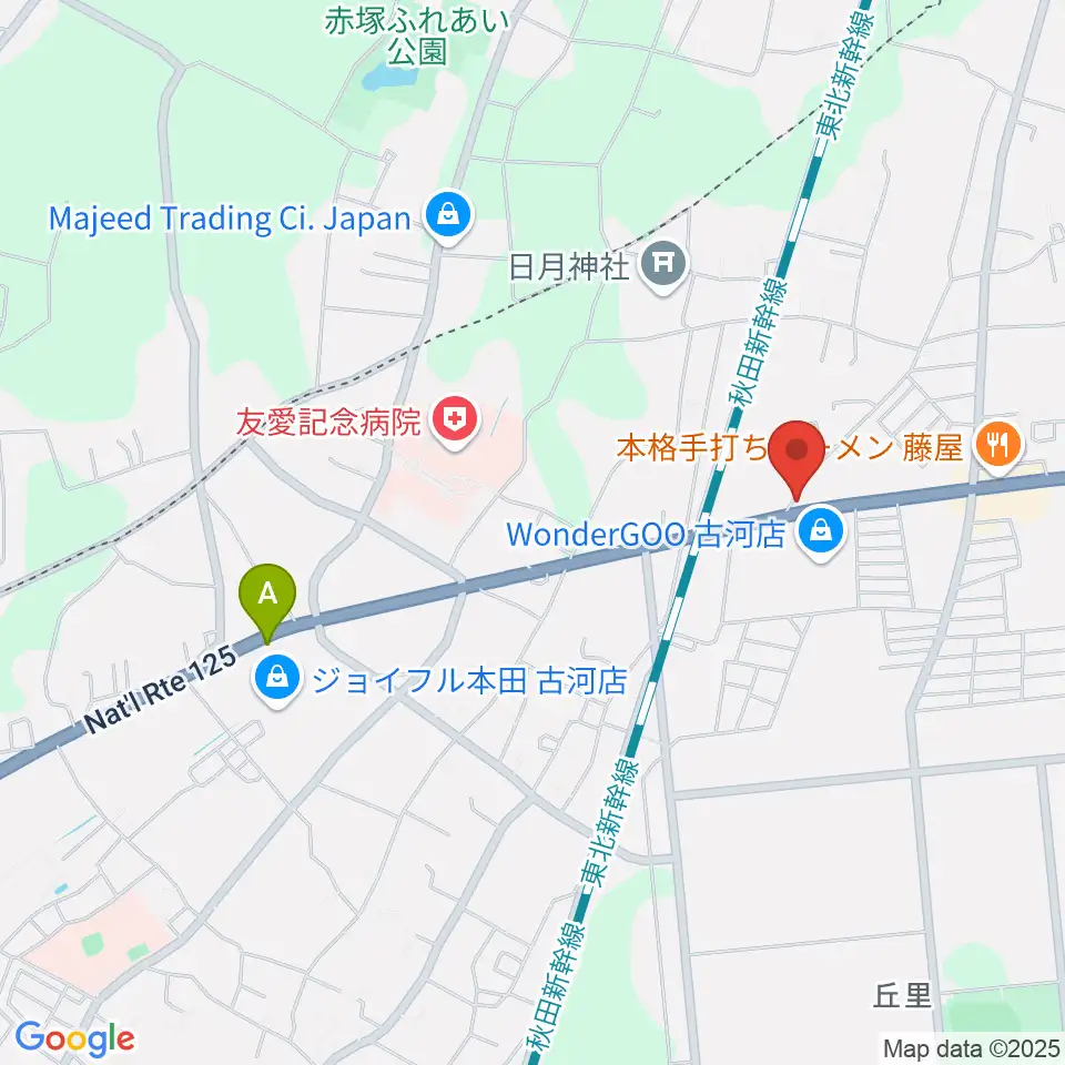 古河ピアノガーデン周辺のカフェ一覧地図