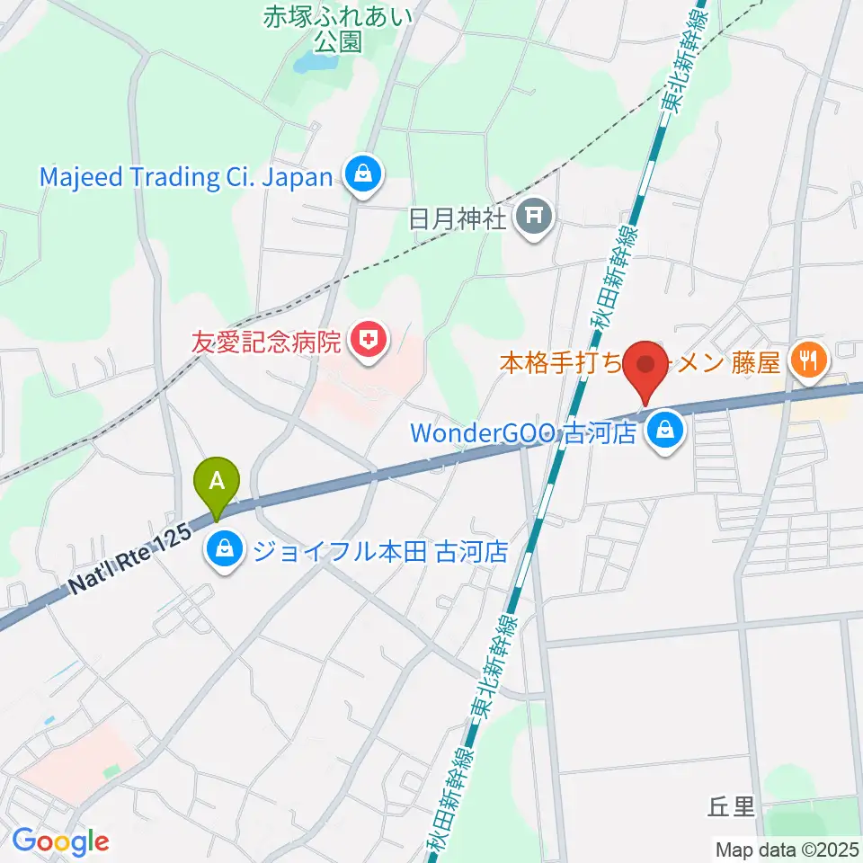 古河ピアノガーデン周辺のカフェ一覧地図