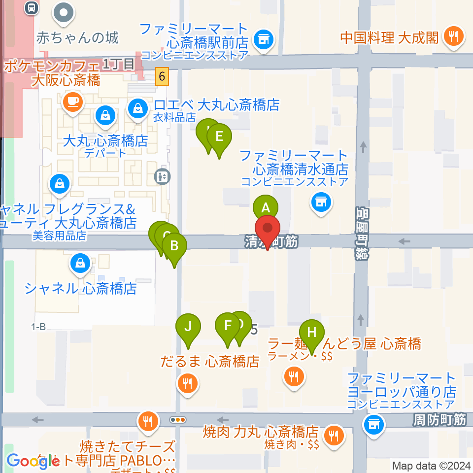 国際楽器社周辺のカフェ一覧地図