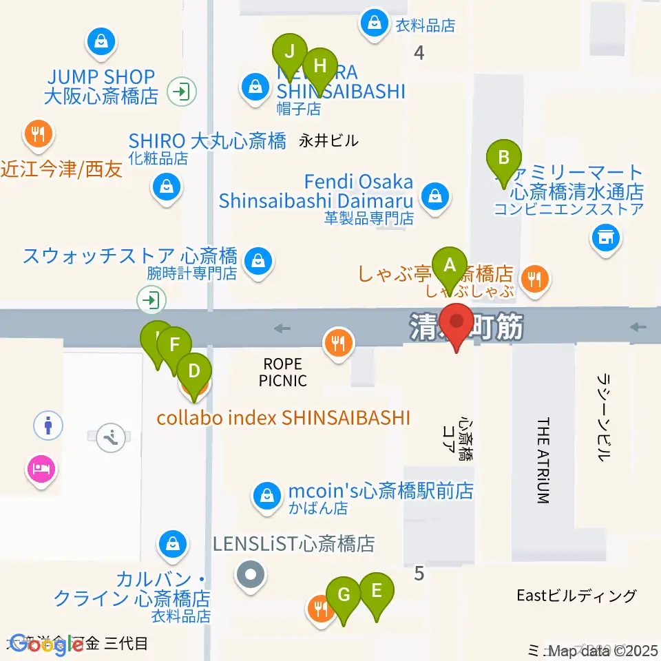 国際楽器社周辺のカフェ一覧地図