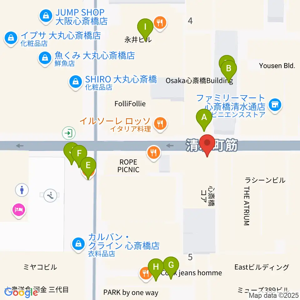 国際楽器社周辺のカフェ一覧地図