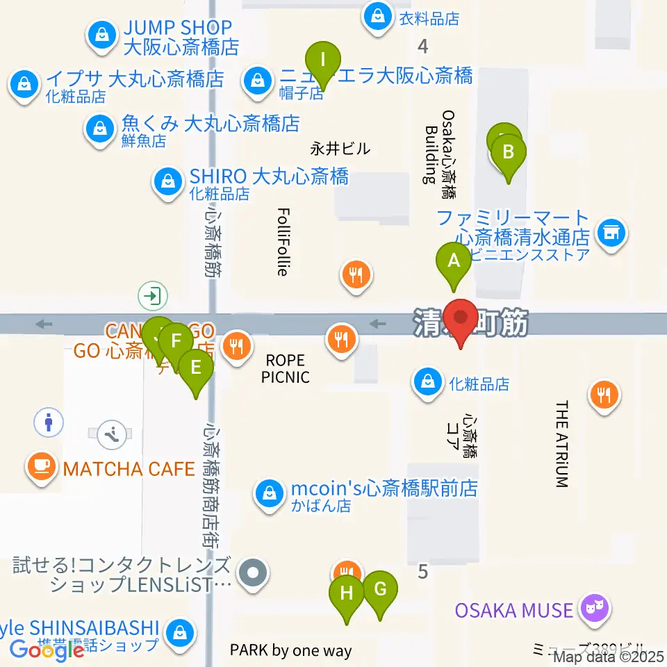 国際楽器社周辺のカフェ一覧地図
