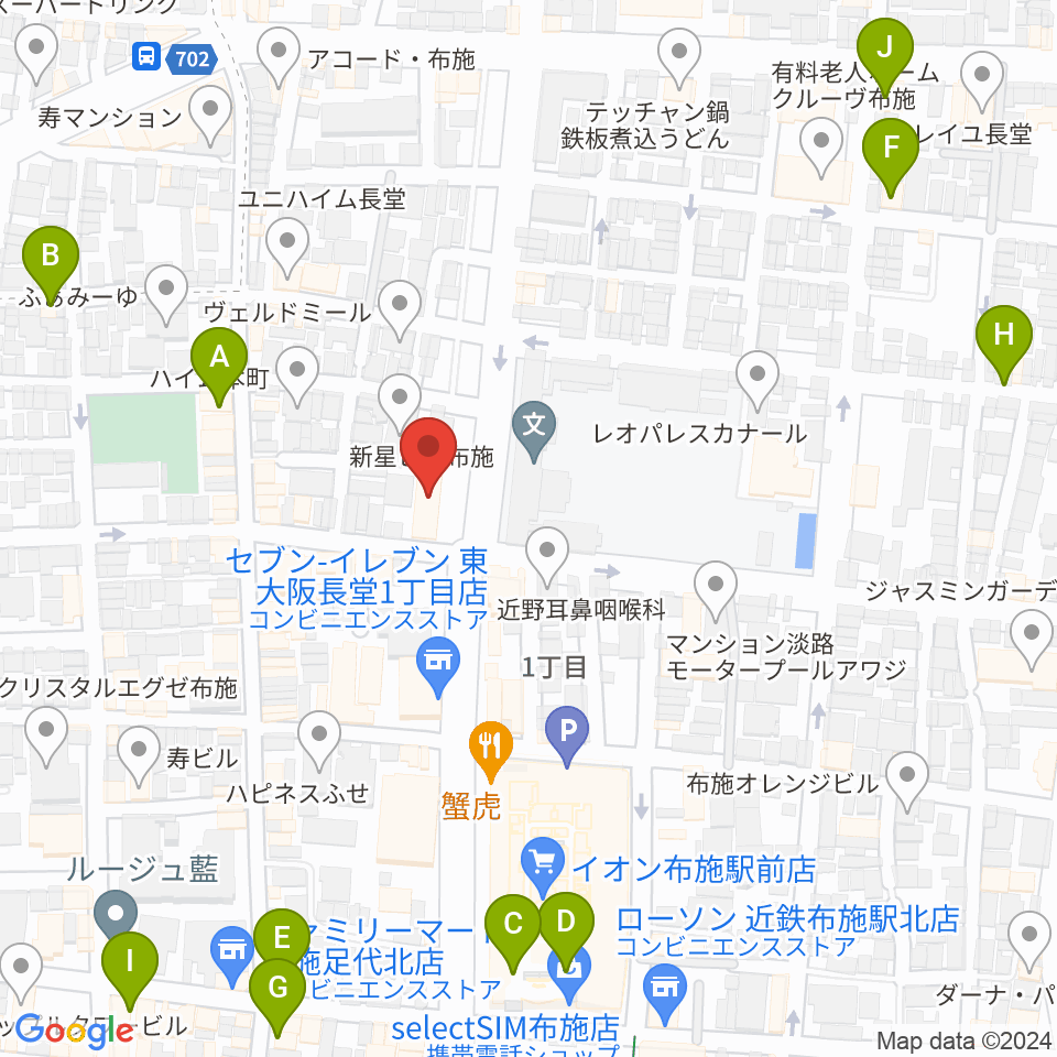 小阪楽器店 布施本店周辺のカフェ一覧地図