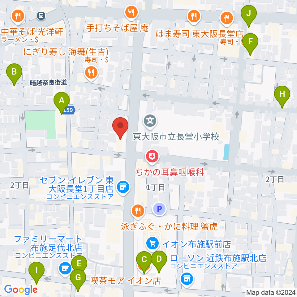 小阪楽器店 布施本店周辺のカフェ一覧地図