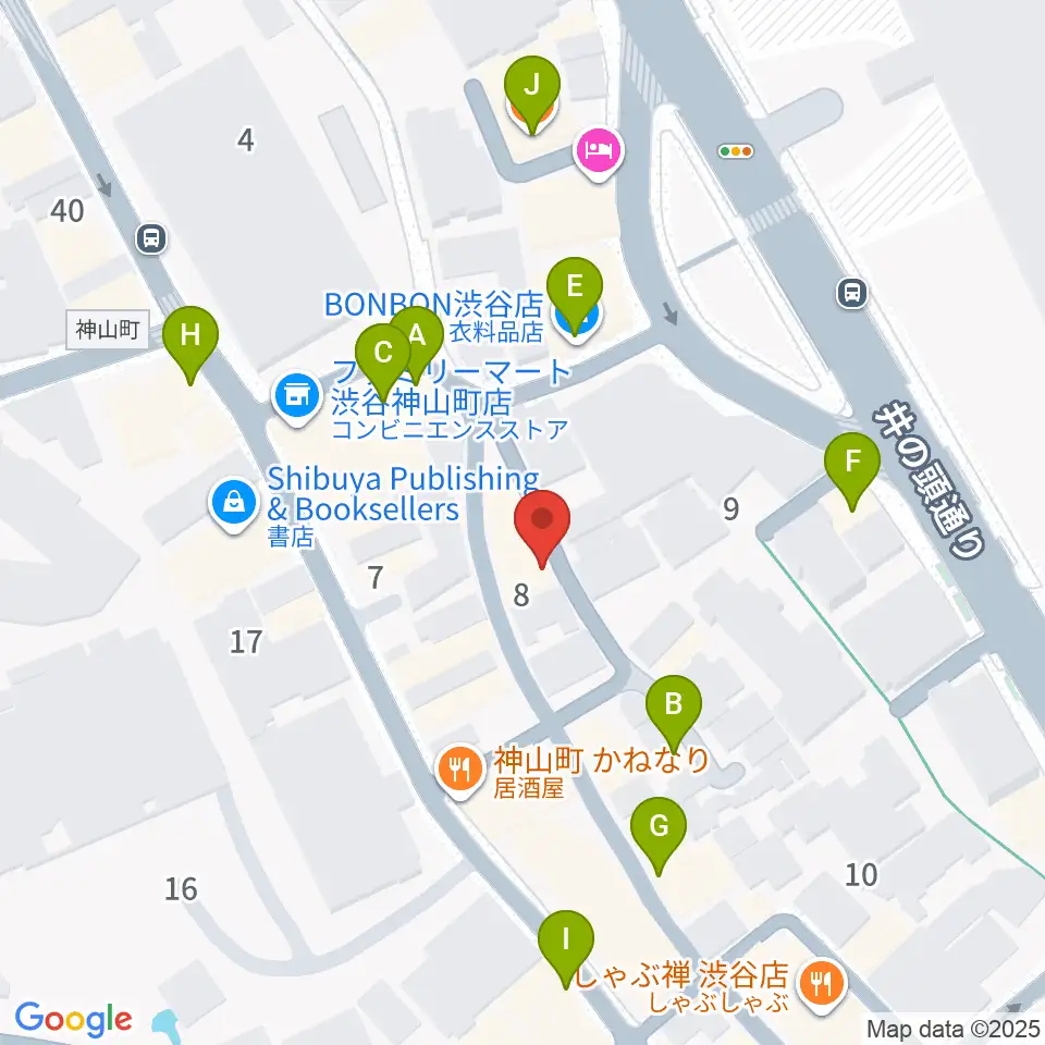 三田村楽器店周辺のカフェ一覧地図