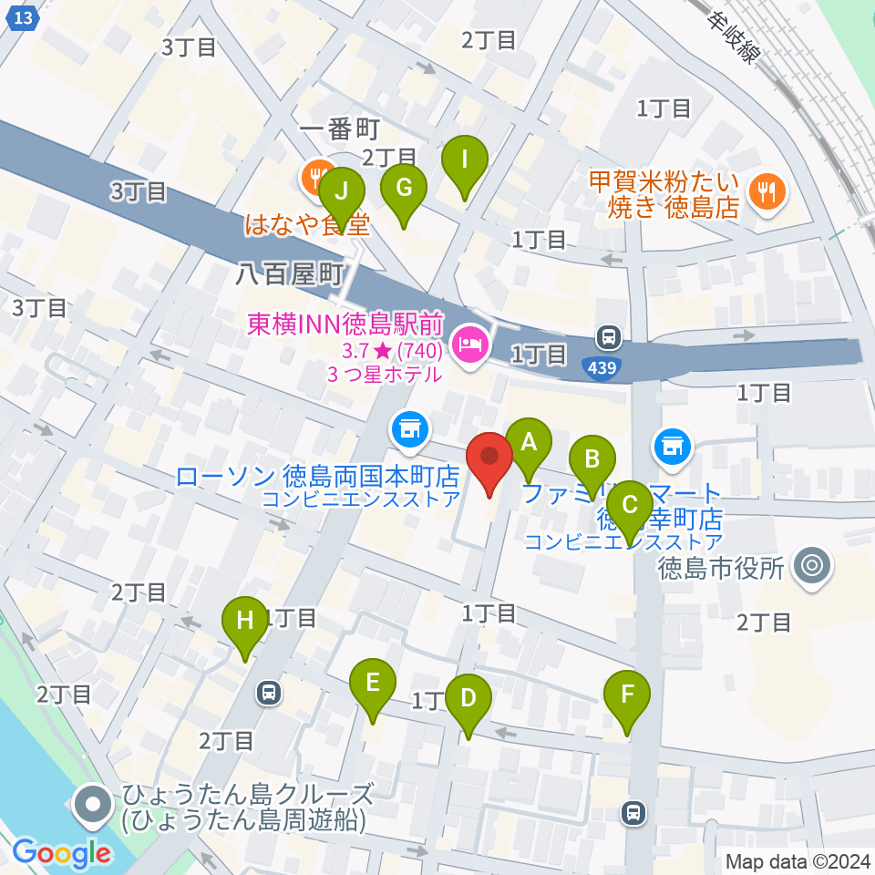 黒崎楽器本店周辺のカフェ一覧地図