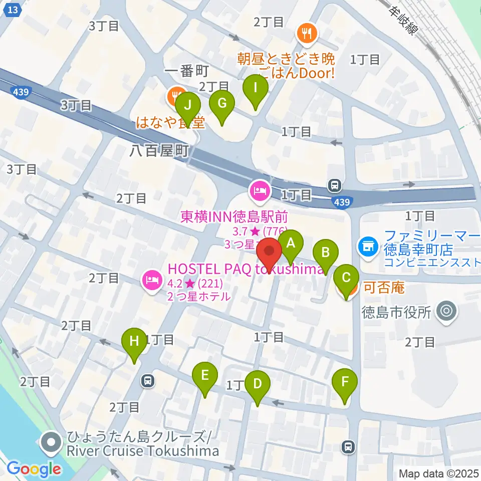 黒崎楽器本店周辺のカフェ一覧地図