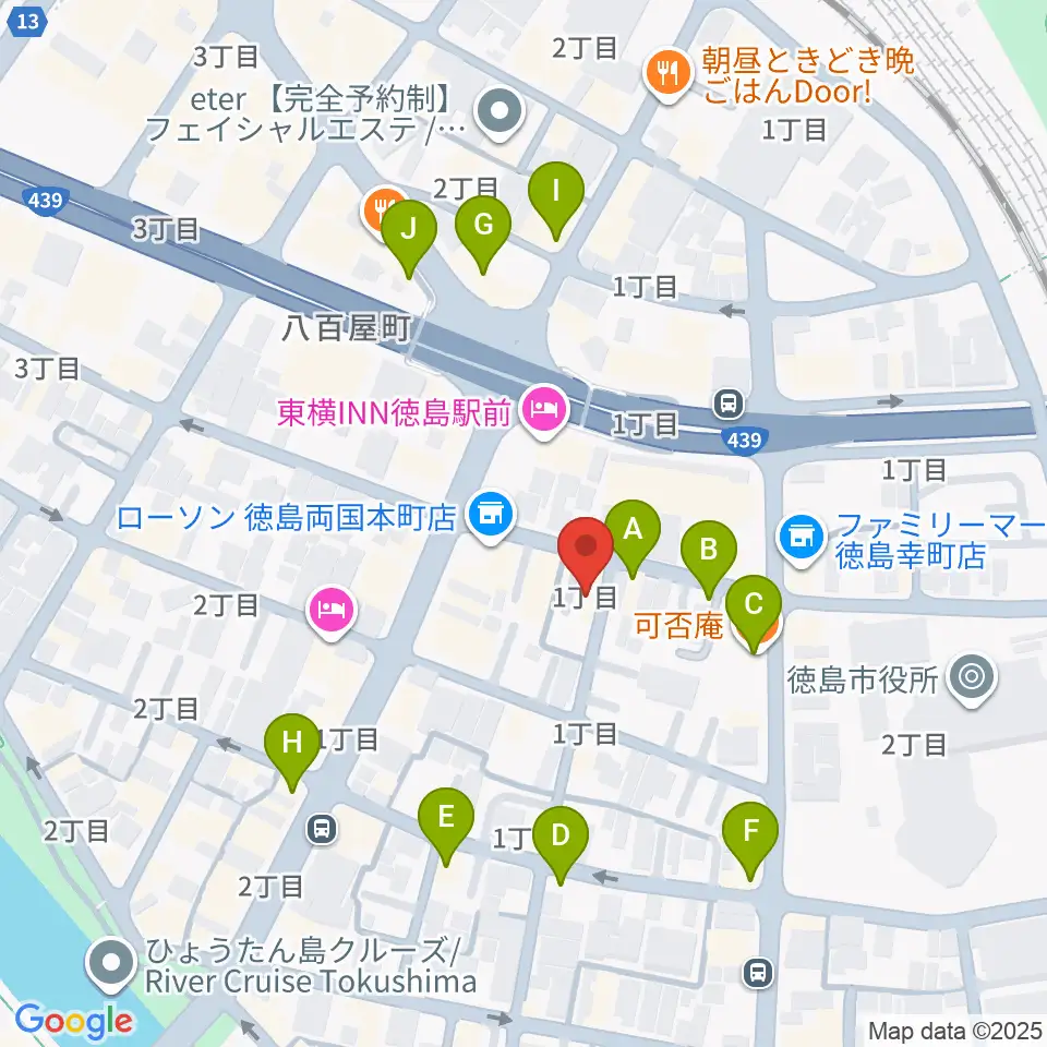 黒崎楽器本店周辺のカフェ一覧地図
