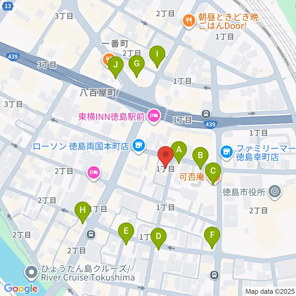黒崎楽器本店周辺のカフェ一覧地図