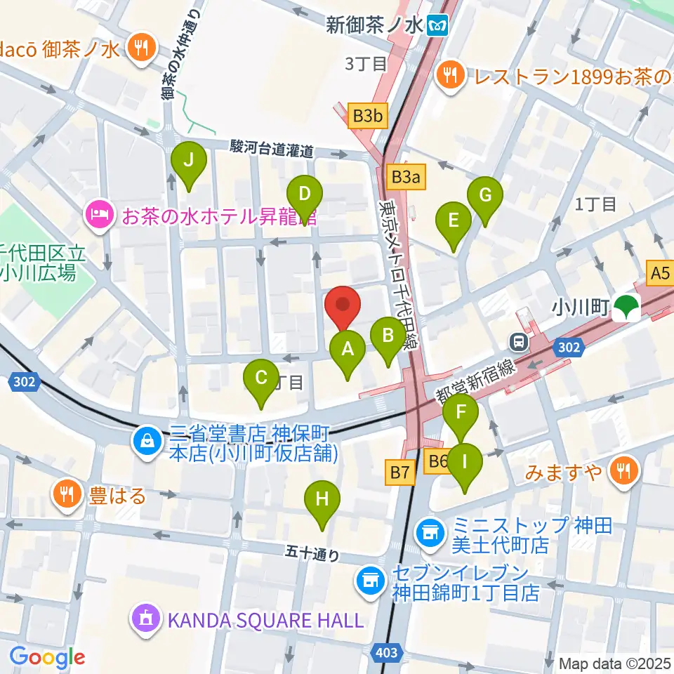 ラックギター周辺のカフェ一覧地図