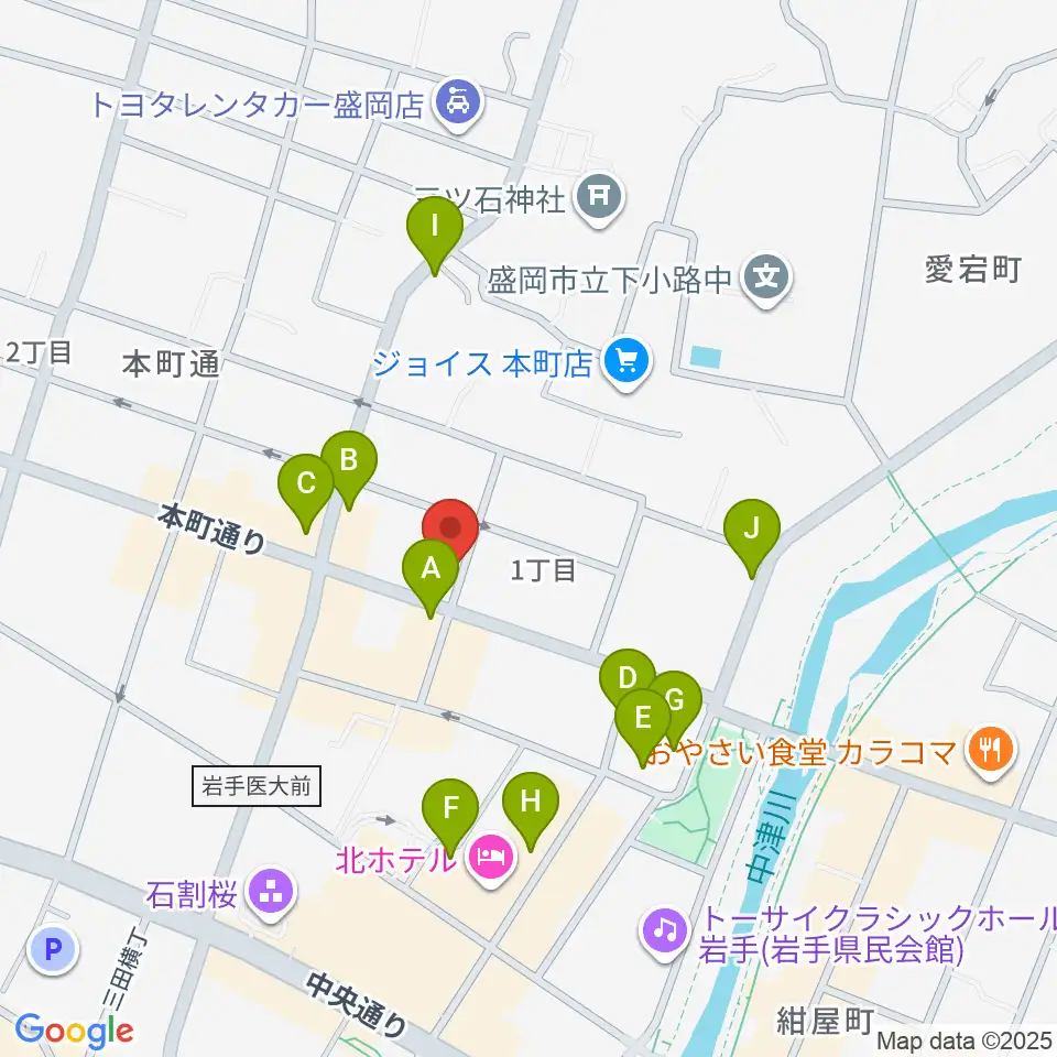 松本伸弦楽器工房周辺のカフェ一覧地図