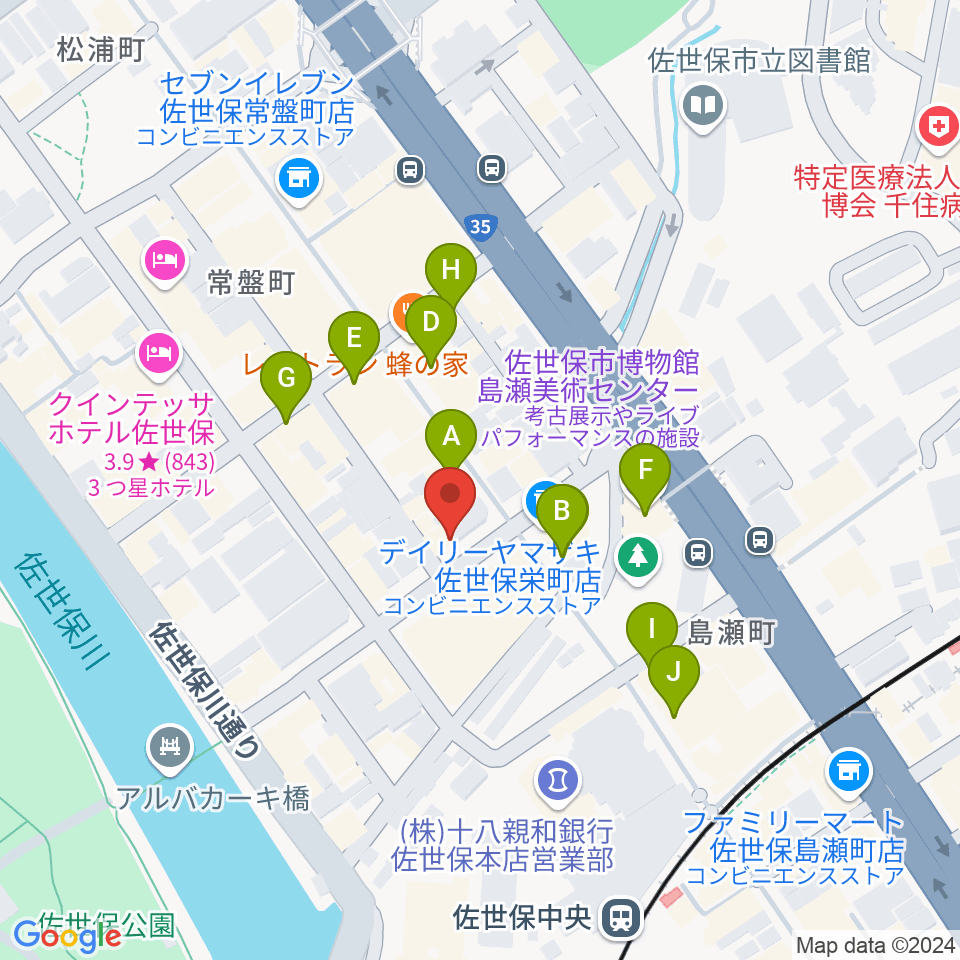 前川楽器店周辺のカフェ一覧地図