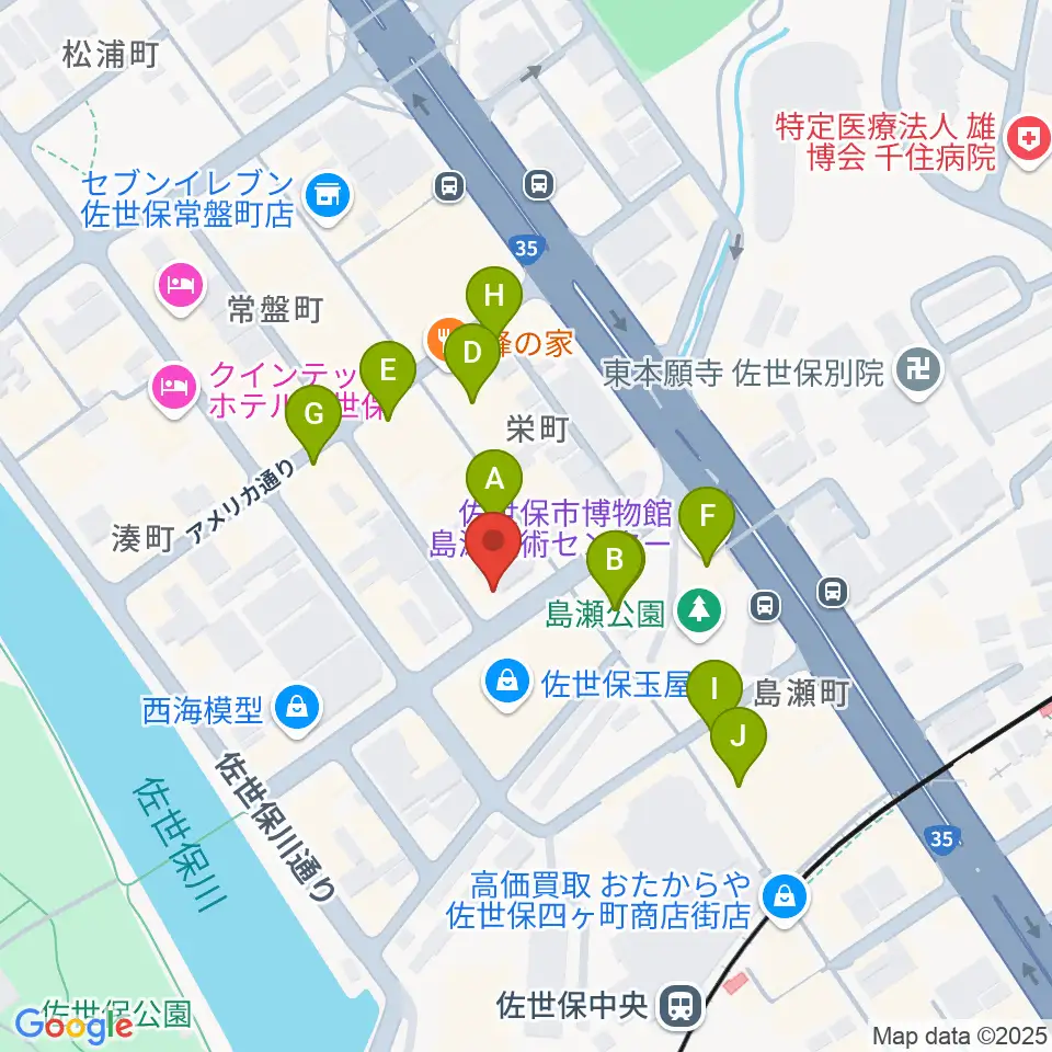 前川楽器店周辺のカフェ一覧地図