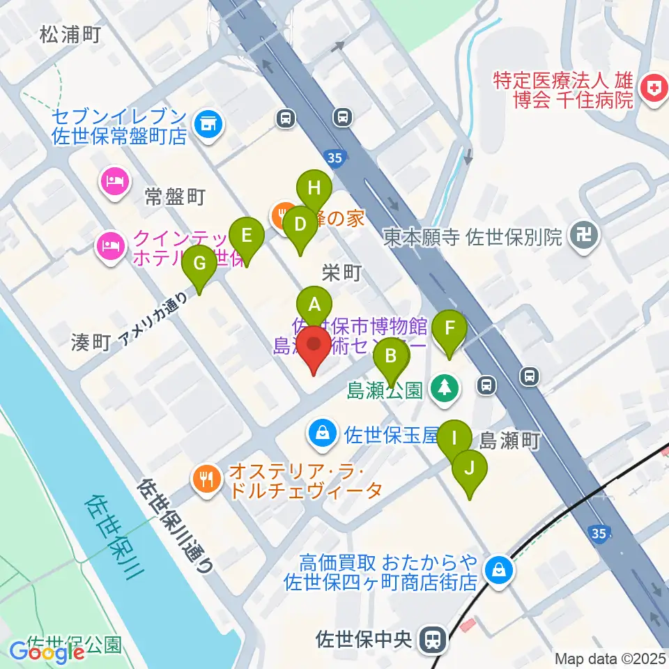 前川楽器店周辺のカフェ一覧地図