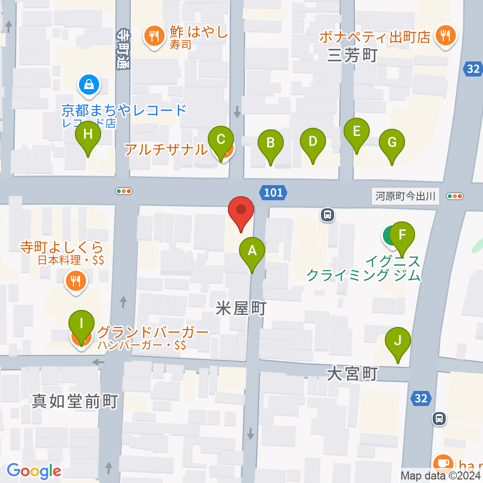 マツヲ楽器周辺のカフェ一覧地図