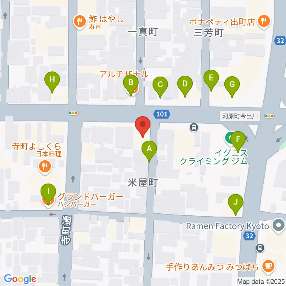 マツヲ楽器周辺のカフェ一覧地図