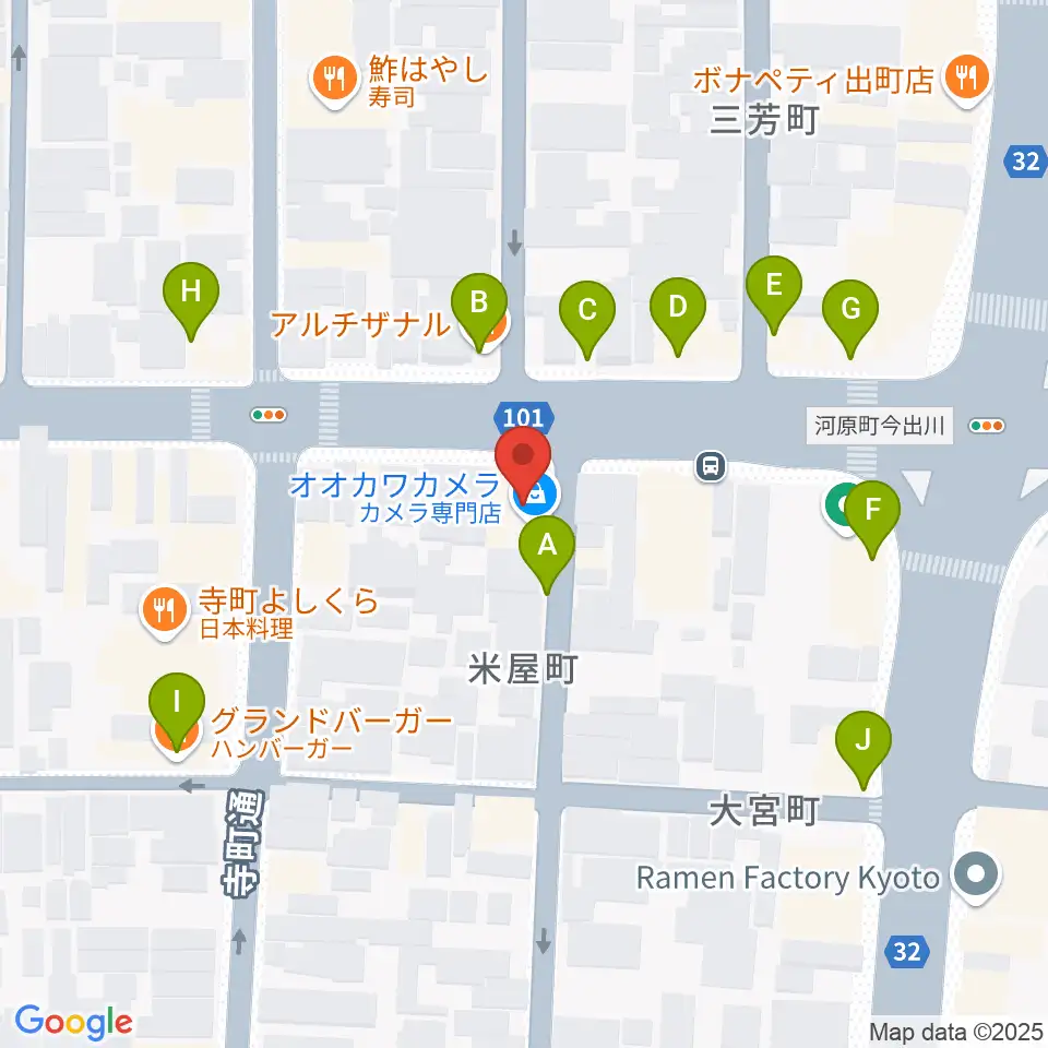 マツヲ楽器周辺のカフェ一覧地図
