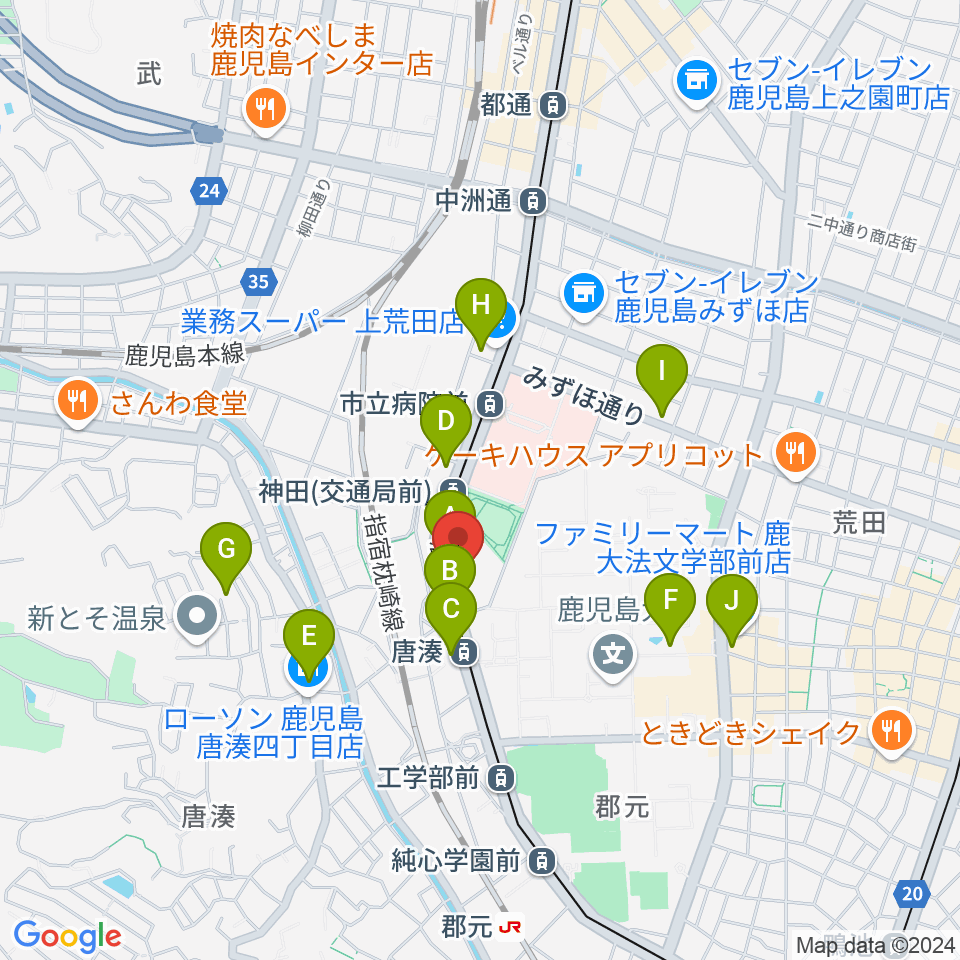 松田ピアノ友社周辺のカフェ一覧地図