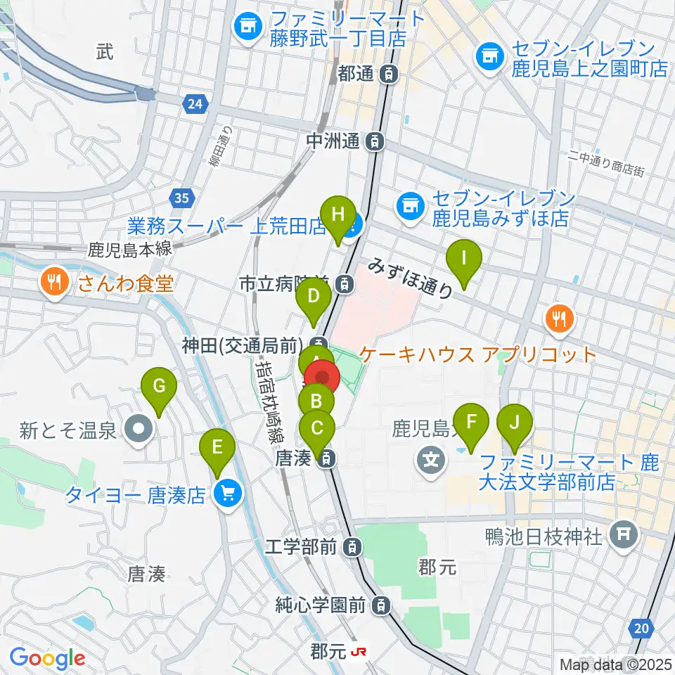 松田ピアノ友社周辺のカフェ一覧地図