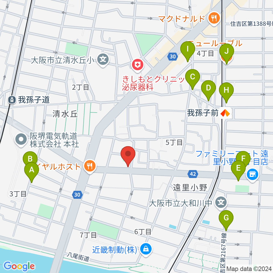 マツモト楽器周辺のカフェ一覧地図